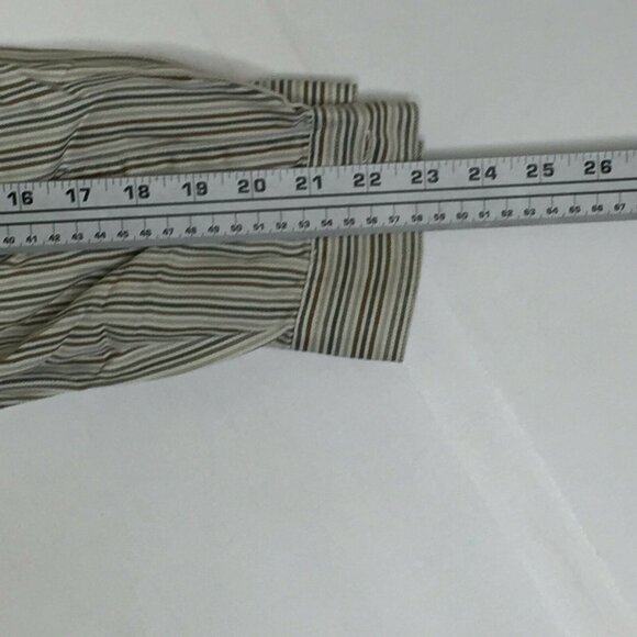 Guess Jeans Mens Long Sleeved Shirt Blue Brown Striped Cotton Size Large - Picture 10 of 10